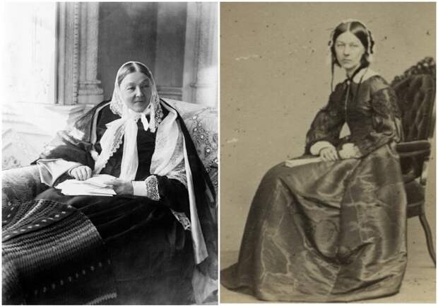 Слева направо: Фотография Флоренс Найтингейл. \ Флоренс Найтингейл, 1854 год. Слева направо: Фотография Флоренс Найтингейл. \ Флоренс Найтингейл, 1854 год.