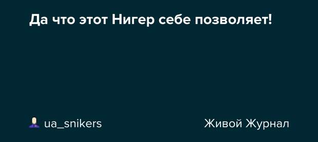 Да что этот Нигер себе позволяет!