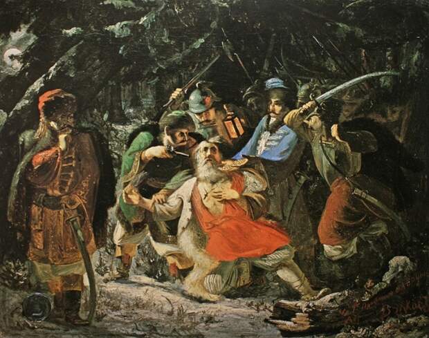 Смерть Ивана Сусанина. Эскиз. А. Волков, 1855 год. | Фото: colors.life.