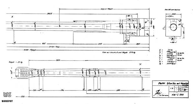 Чертеж ствола противотанкового орудия 7,5 cm Pak 41 (NARA) - Пожирательница вольфрама | Военно-исторический портал Warspot.ru