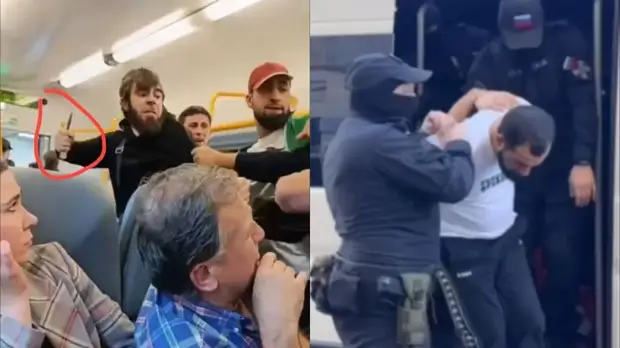 Опять кавказцы... На женщину-контролера в электричке бросались с ножом. Шокирующее видео