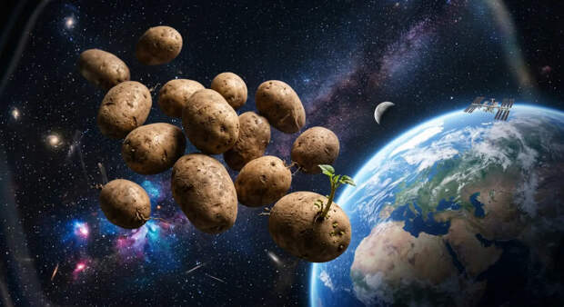 Фиолетовое "существо" с щупальцами на МКС оказалось картофелем