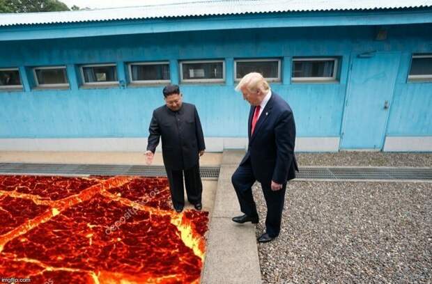 Недавняя встреча Трампа с Ким Чен Ыном обросла толстым слоем фотожаб визит трампа в корею, ким чен ын, мемы, политика, трамп, фотожабы