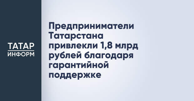 Предприниматели Татарстана привлекли 1,8 млрд рублей благодаря гарантийной поддержке