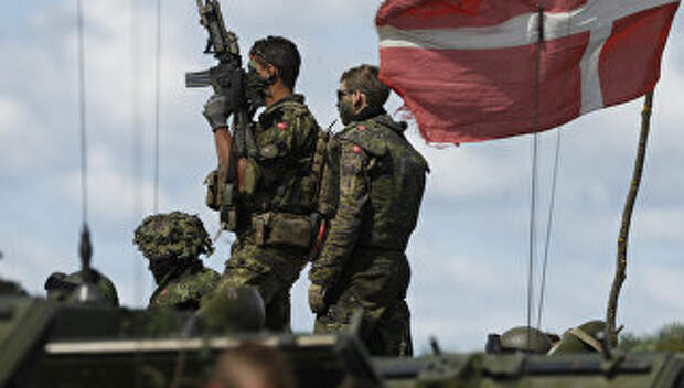 Датские солдаты во время военных учений на военной базе в Литве