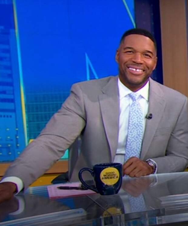 michael strahan appears at good morning america desk in may 2025