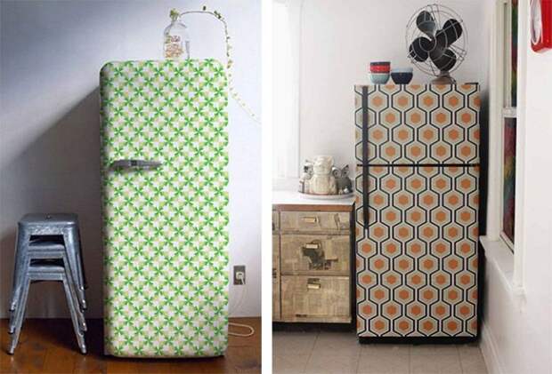 И даже холодильник можно преобразить благодаря обоям.