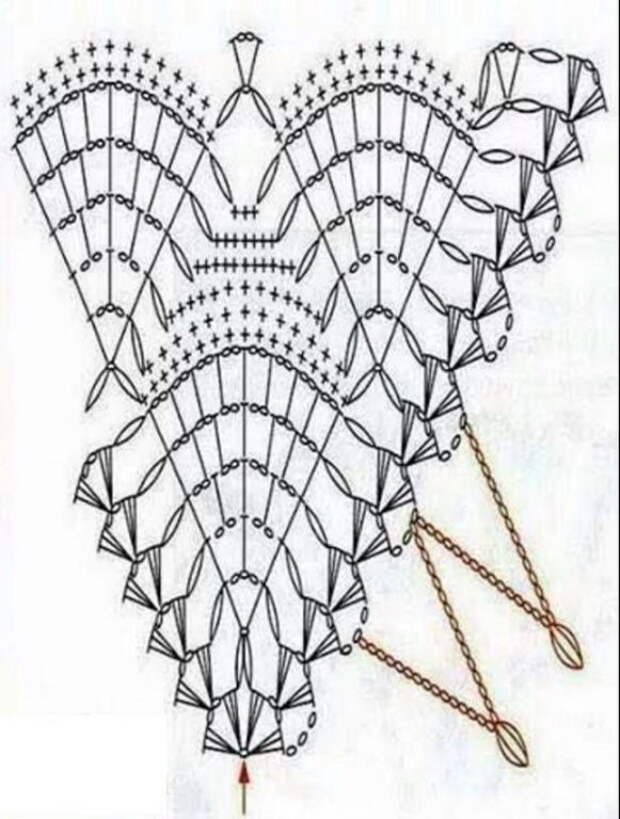 Вязание ажурной шали спицами и крючком