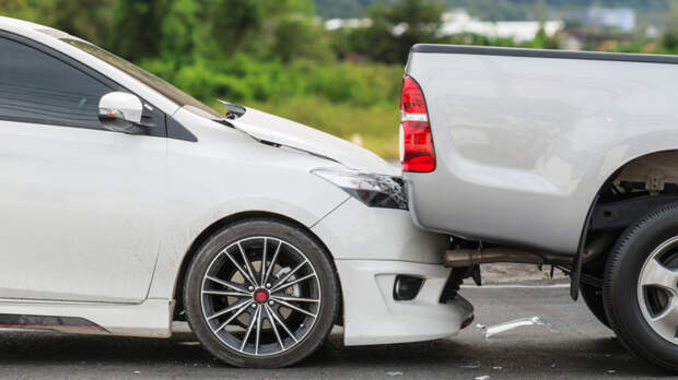 Car accident involving two cars on the street