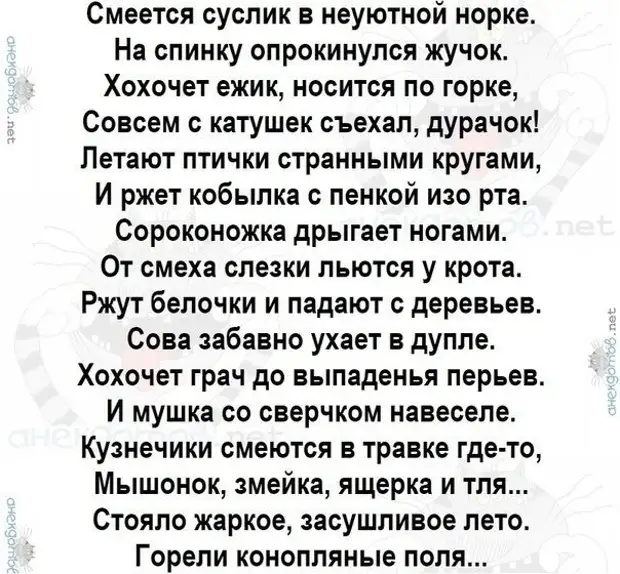 Стояло жаркое. Горели конопляные поля стишок. Смеется суслик в неуютной норке. Анекдот горели конопляные поля. Хохочет суслик в неуютной норке.