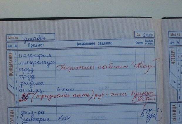 Записи в школьных дневниках (10 фото)