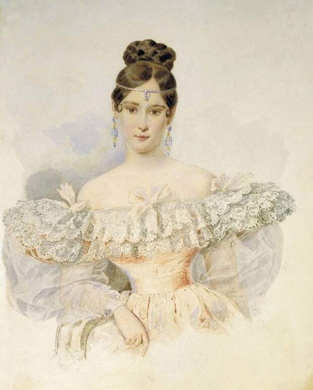 А. П. Брюллов, Портрет Н. Н. Пушкиной, Акварель, 1831—1832