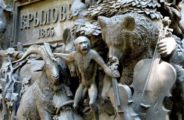 Памятник Крылову в Санкт-Петербурге. Фрагмент пьедестала | Фото: artpoisk.info