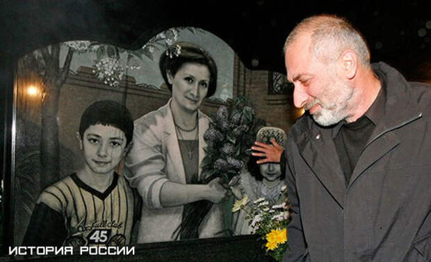 Виталий Калоев у могилы своей семьи