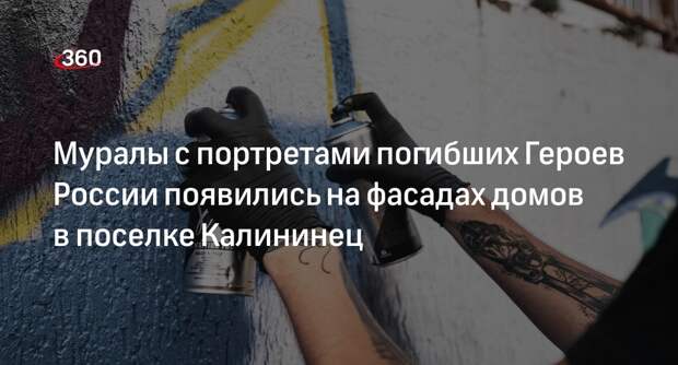 Муралы с портретами погибших Героев России появились на фасадах домов в поселке Калининец