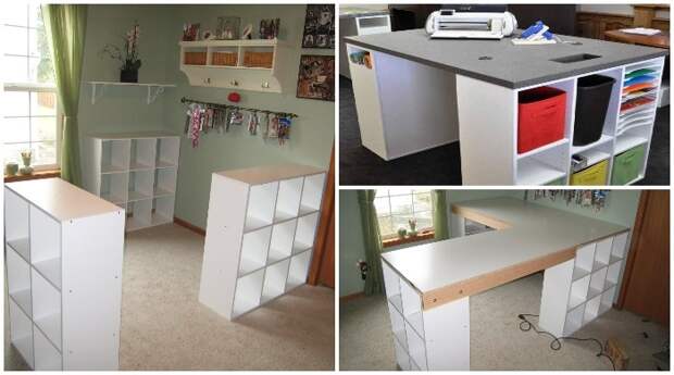 Два простых способа собрать большой рабочий стол из стеллажных систем из IKEA