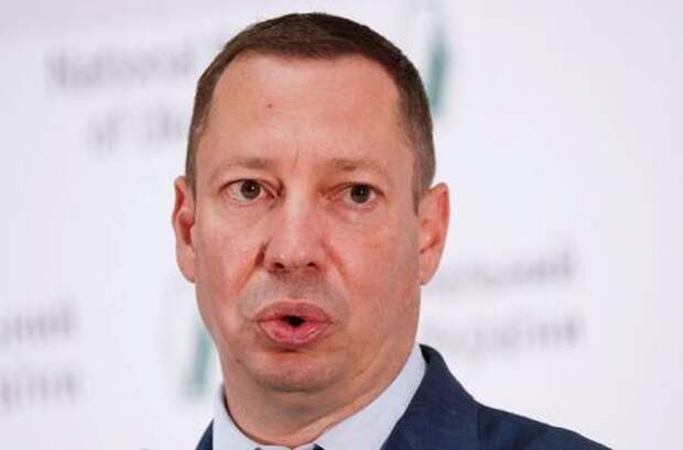 Kyrylo Shevchenko, Ukraine's Central Bank Governor, speaks during a news conference in Kyiv, Ukraine July 20, 2020. REUTERS/Gleb Garanich