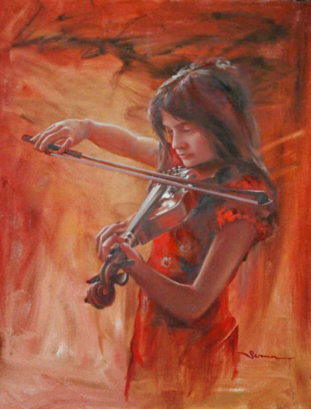 Юная скрипачка. Автор: Christine Swann. Юная скрипачка. Автор: Christine Swann.