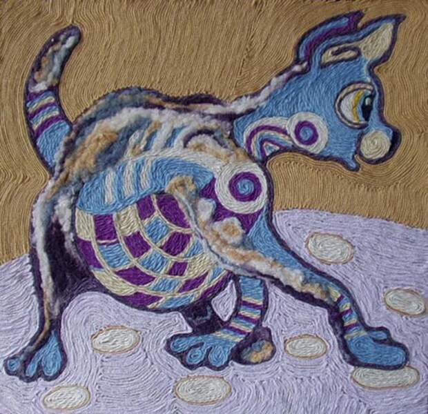 Вязаная картинка кошки