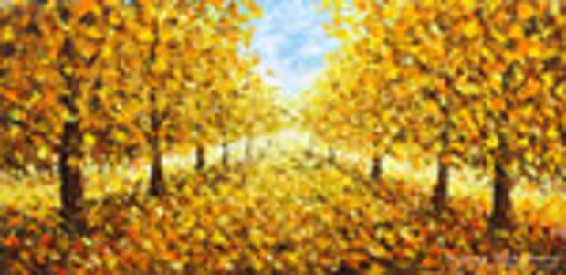 Осенний пейзаж: Вальс осени в городском Парке. Городской осенний пейзаж маслом. Живопись мастихином.