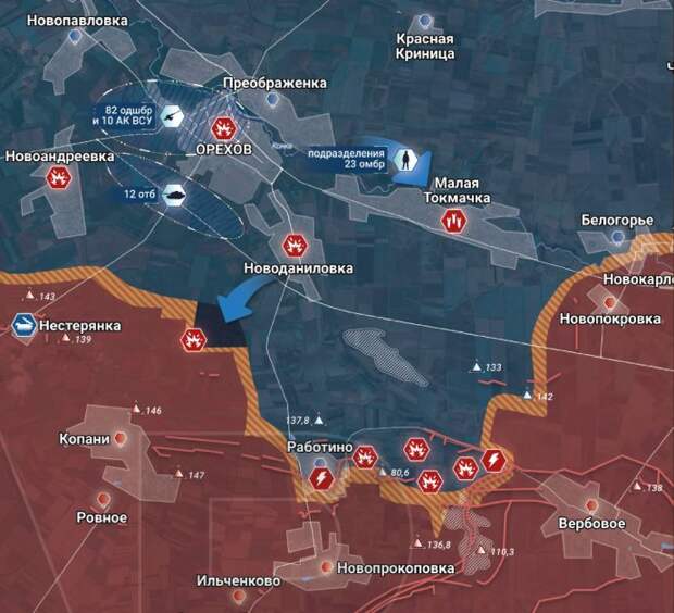 Запорожское направление. Ореховский участок. Карта боевых действий от Рыбаря