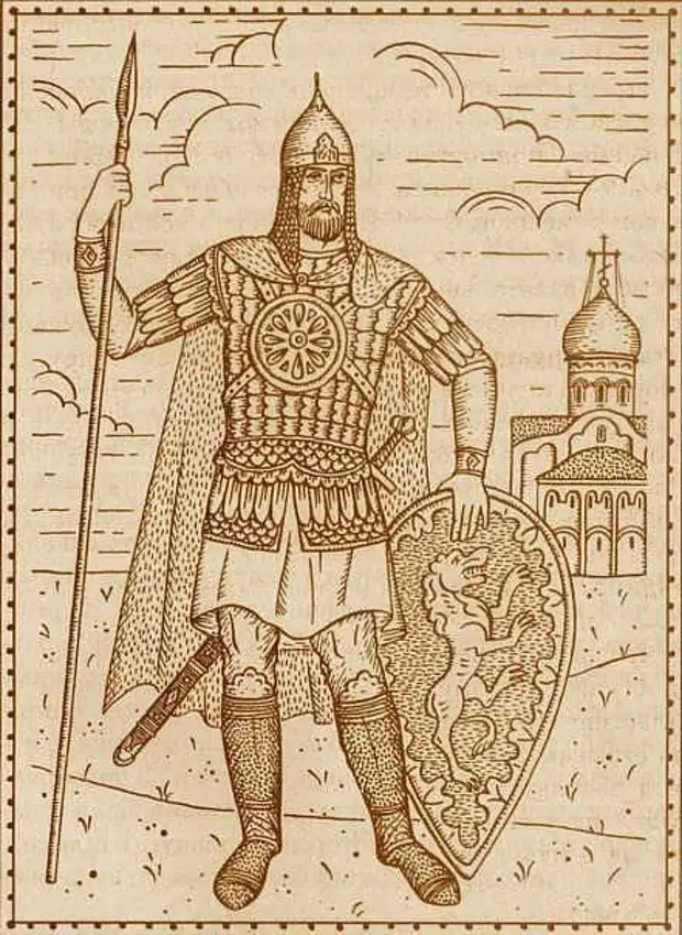 Русский воин в комбинированном доспехе. Источник: https://topwar.ru/25740-russkie-druzhiny-v-boyu-chast-5.html