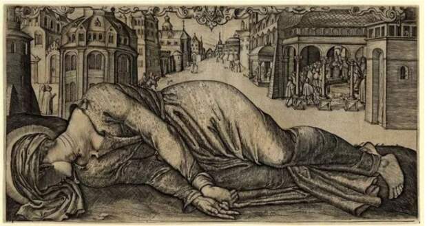 Гравюра Мученичества святой Сесилии неизвестного художника , 1601 г., Британский музей, Лондон.JPG