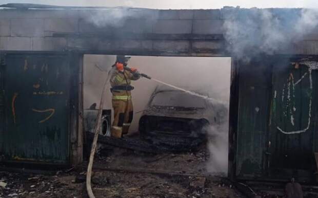 В Ряжском районе сгорел гараж с автомобилем внутри