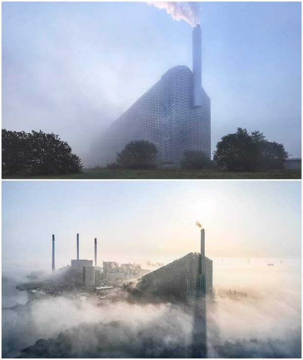 Многофункциональное промышленное предприятие Amager Bakke окутанно туманом, а не смогом, как многие подумали (Копенгаген). © Hufton + Crow.
