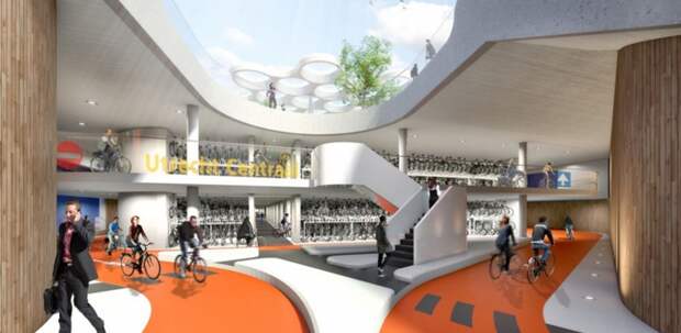 Велопарковку с крышей-канапе построили в Голландии