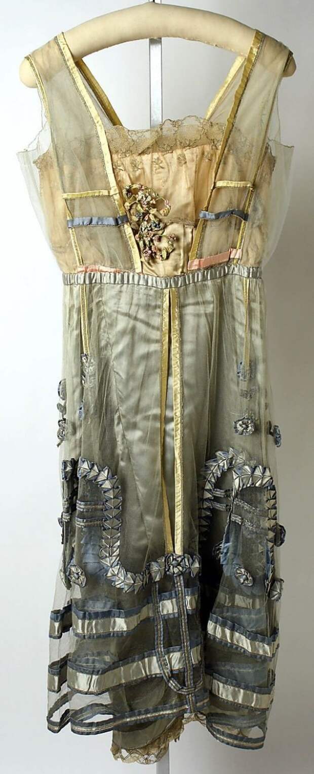 Pastel-colored silk evening dress by Lucile, British, 1916-1918.