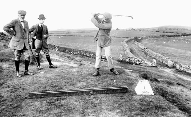 Стартовая площадка в гольф-клубе "Крикайет", Уэльс, 1913 г. архивные снимки, архивные фотографии, великобритания, коллекция фото, новатор, фотограф, фотография