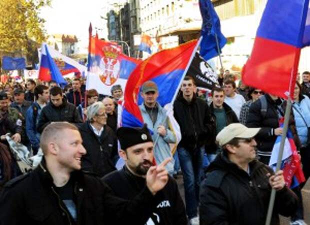Пророссийский митинг в Сербии
