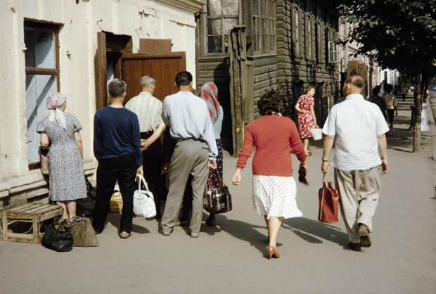 Russia, people standing in line at Irkutsk shop for milk Russia, people standing in line at Irkutsk shop for milk