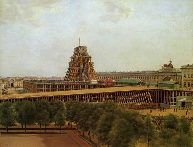 Денисов Александр Гаврилович. Подъем Александровской колонны. 1832 Денисов Александр Гаврилович. Подъем Александровской колонны. 1832