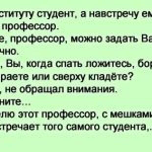 Идёт по институту студент, а навстречу ему бородатый профессор.