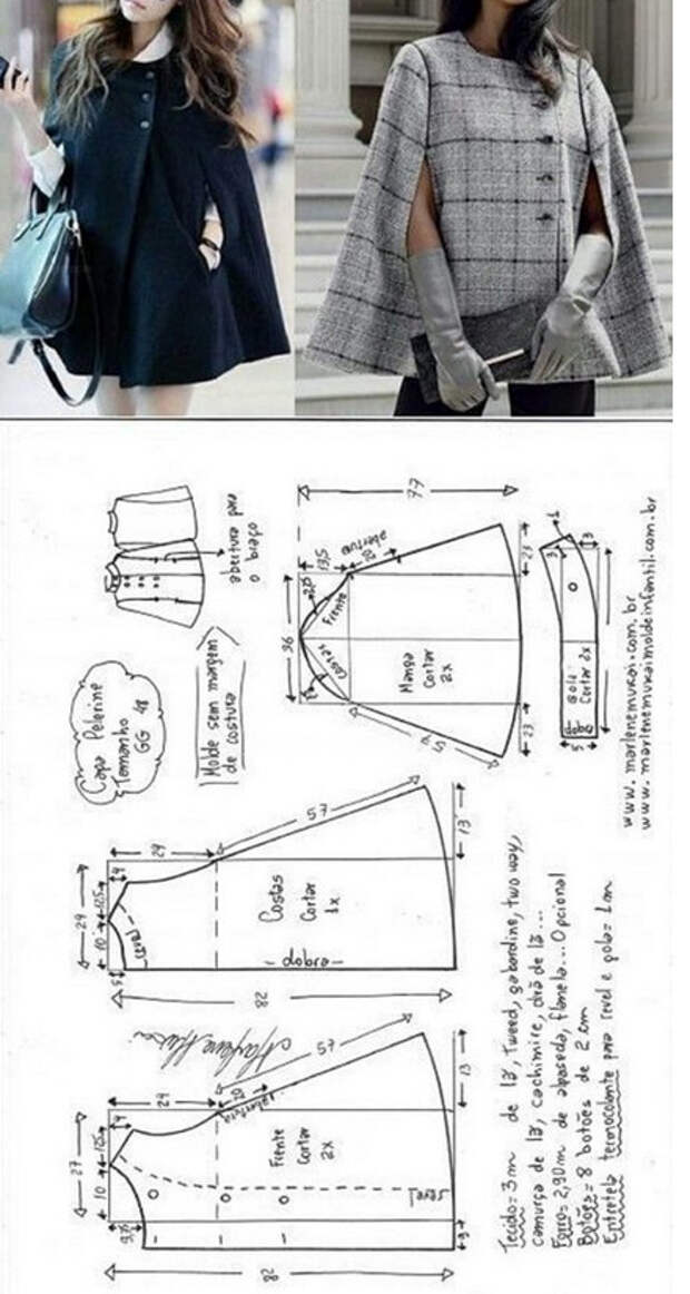 15 стильных пальто и пончо с выкройками: чтобы всегда быть в тренде...