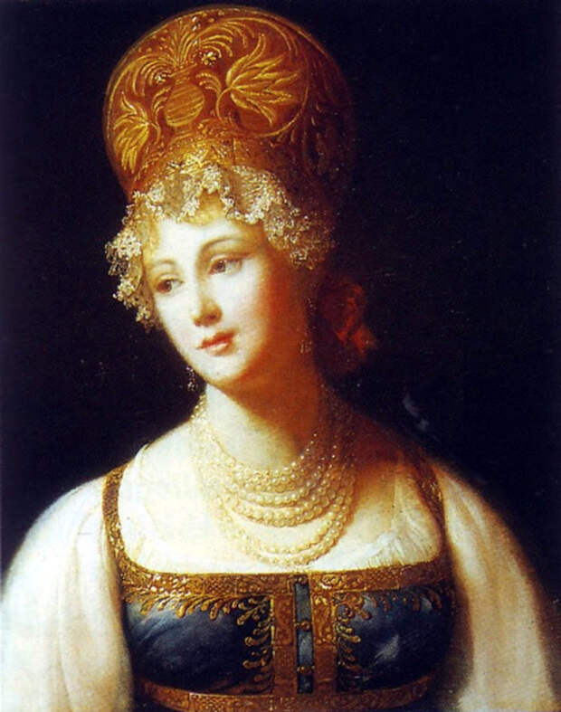 П. Барбье, Портрет молодой женщины в русском сарафане, 1817 П. Барбье, Портрет молодой женщины в русском сарафане, 1817