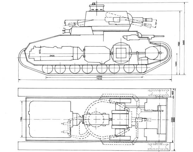 Первый вариант проекта Carro P, представленный C.S.M. 18 июля 1940 года - Тяжёлый танк по-итальянски | Warspot.ru