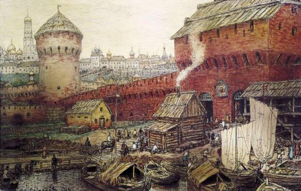 Спасские Водяные ворота Китай-города в XVII веке. 1922