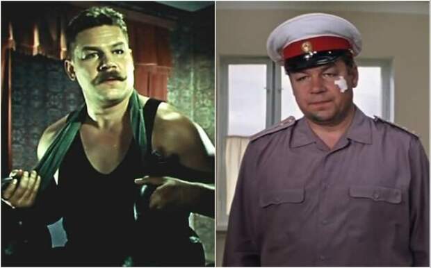 Станислав Чекан в фильмах «Борец и клоун» (1957) и «Бриллиантовая рука» (1966)