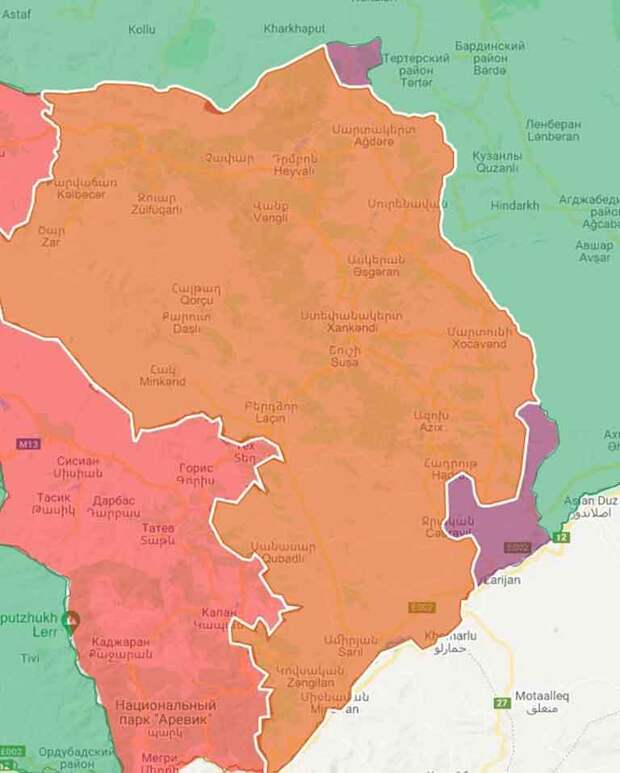 Линия фронта нагорный карабах сегодня карта