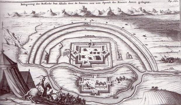Осада Албазинского острога. Гравюра 1692 года