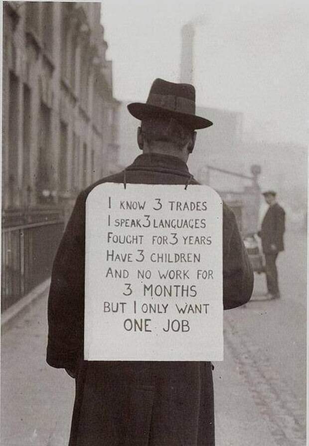 4. Эта фотография демонстрирует, как тяжело было найти работу во времена Великой Депрессии исторические фото, история, ужасы, факты