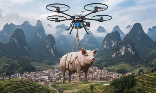 Свинья на дроне оставила без света жителей китайской деревни