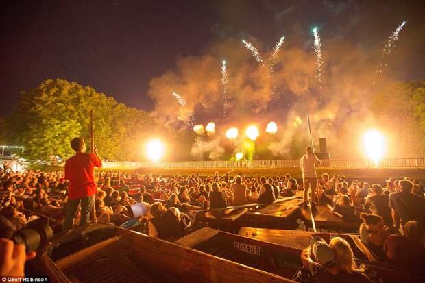 Pulling out all the stops: Entertainment was provided in the form of a dazzling firework display over the River Cam, with dance act Sigma and rock band Nothing But Thieves headlining the party itself