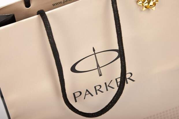 Lecce, Italy - February 19, 2011: Parker logo printed on an elegant shopping bag. The Parker Pen Company is a manufacturer of pens, founded in 1888 in the United States. It is currently owned by Newell Rubbermaid.