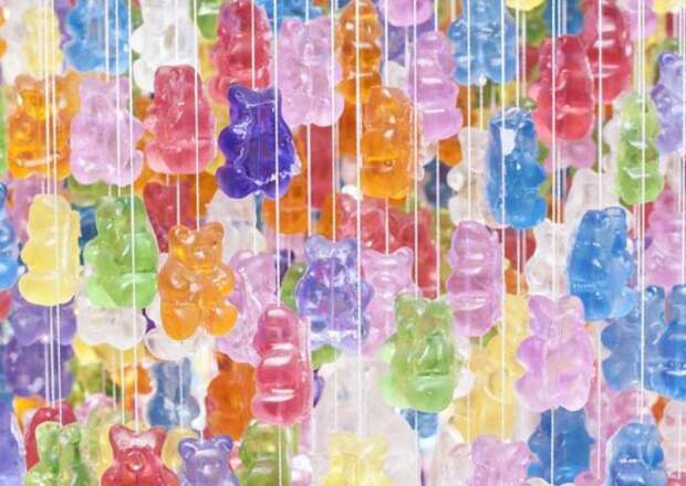 3.) Buy acrylic gummy bears (real ones may melt) and build your own gummy chandelier.