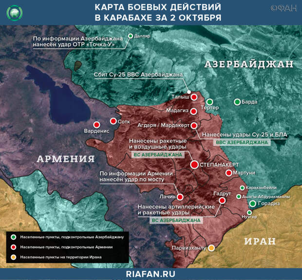 Президент Карабаха после бомбежки ушел на фронт