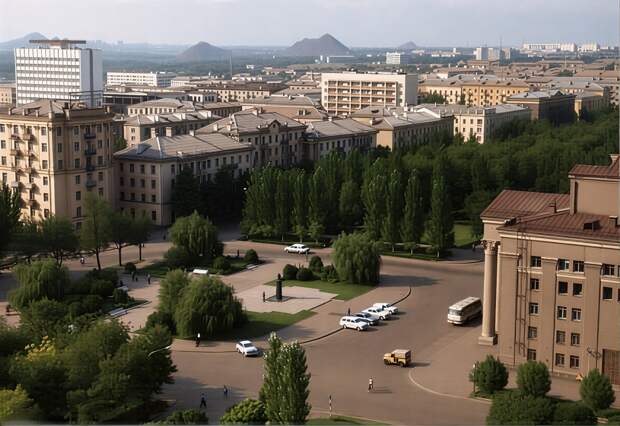 Донецк. Вид из Дома связи на бульвар Пушкина и город